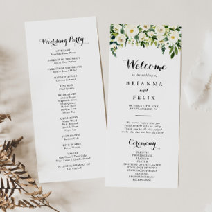 Greenery White Autumn Floral Wedding Program