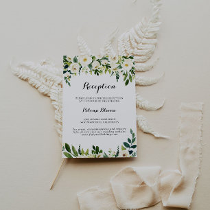 Greenery White Autumn Floral Wedding Reception Enclosure Card