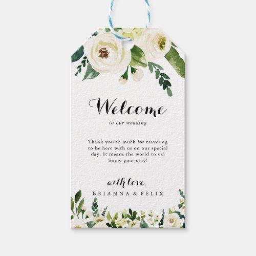 Greenery White Autumn Floral Wedding Welcome Gift Tags