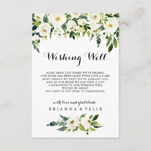 Greenery White Autumn Floral Wedding Wishing Well Enclosure Card