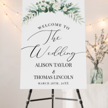 Greenery White Floral Calligraphy welcome