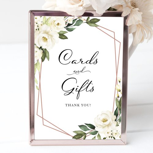 Greenery White Floral Cards And Gifts Sign 