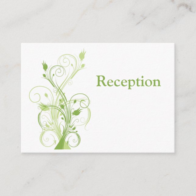 Greenery, White Floral Reception Enclosure Card (Front)