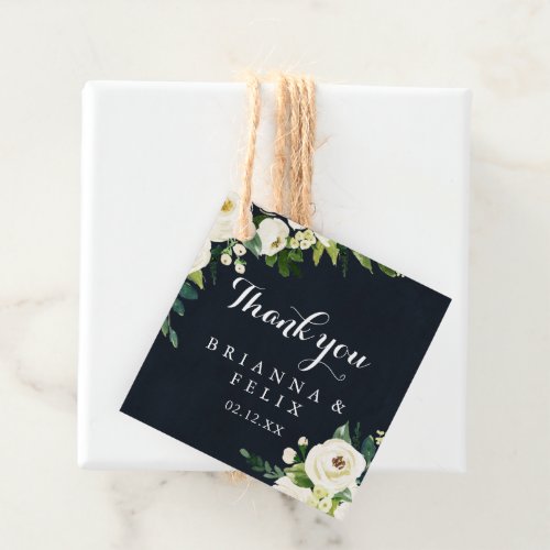 Greenery White Floral Royal Blue Wedding  Favor Tags