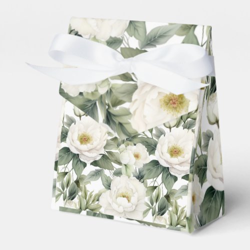 Greenery White Floral Wedding Favor Box