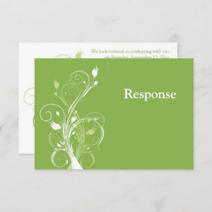 Greenery, White Floral Wedding RSVP Card