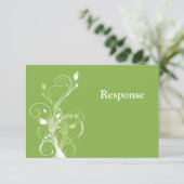 Greenery, White Floral Wedding RSVP Card (Standing Front)