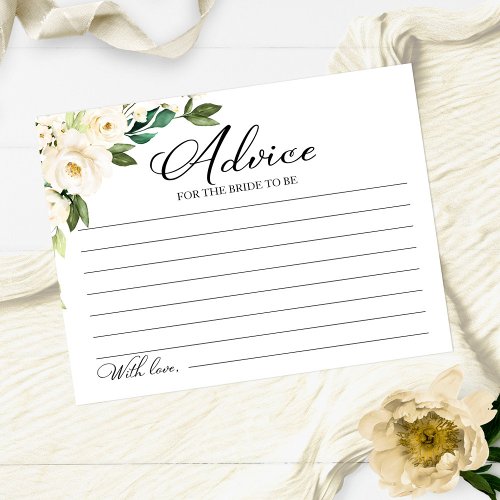 Greenery White Flowers Bridal Shower Advice Cards