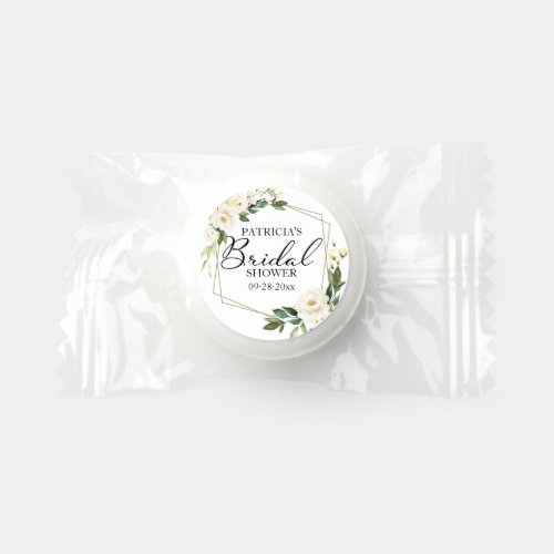 Greenery White Flowers Geometric Bridal Shower Life Saver Mints