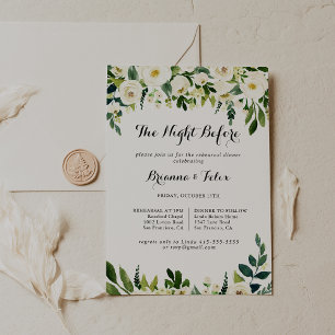 Greenery White Night Before Rehearsal Dinner Invitation