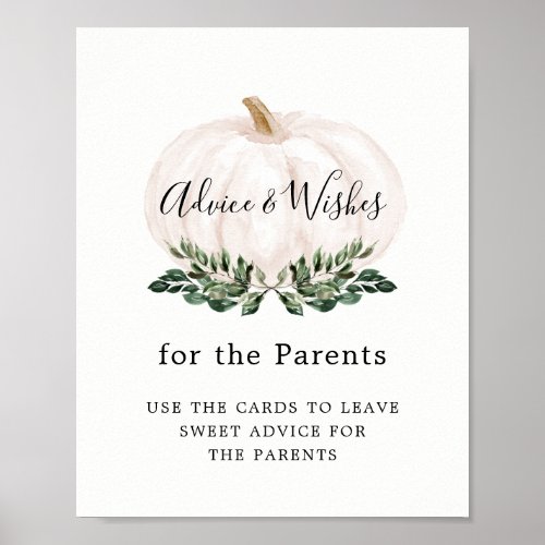 Greenery White Pumpkin Advice and Wishes Sign
