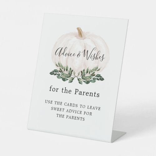 Greenery White Pumpkin Advice and Wishes Sign
