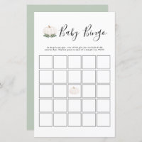 Greenery White Pumpkin Baby Shower Bingo Game