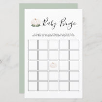 Greenery White Pumpkin Baby Shower Bingo Game