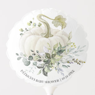 Greenery White Pumpkin Fall Baby Shower Balloon