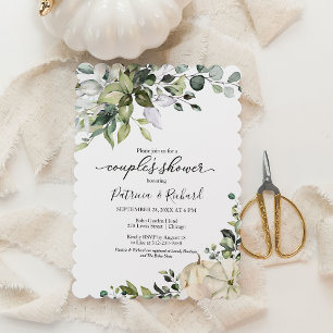 Greenery & White Pumpkin Fall Couples Shower Invitation