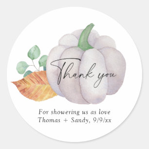 Greenery white pumpkin - Thank you Baby Shower Classic Round Sticker