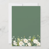 Greenery White Rose Floral Gold Leaves Wedding Invitation (Back)