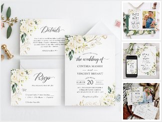 Greenery White Rose Floral Invitation Suite