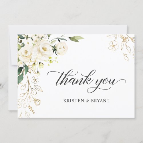 Greenery White Rose Gold Floral Wedding Thank You Card - Greenery White Rose Gold Floral Wedding Thank You Card. 
(1) For further customization, please click the "customize further" link and use our design tool to modify this template. 
(2) If you need help or matching items, please contact me.