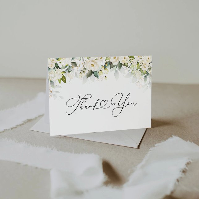 Greenery White Roses Baby Shower Thank You Card (Creator Uploaded)