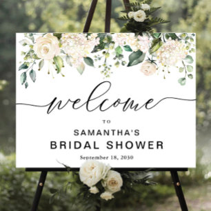 Greenery White Roses Bridal Shower foam board