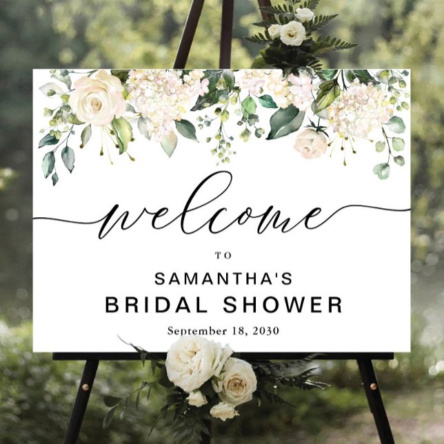 Greenery White Roses Bridal Shower foam board (Creator Uploaded)