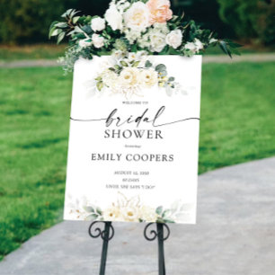 Greenery White Roses Bridal Shower Foam Boards
