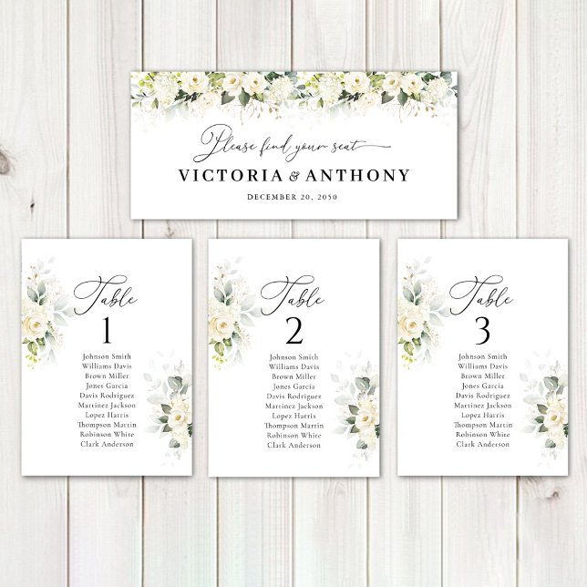 Greenery White Roses Wedding Head Table Sign (Creator Uploaded)