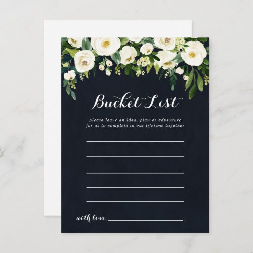 Greenery White Royal Blue Floral Bucket List Cards