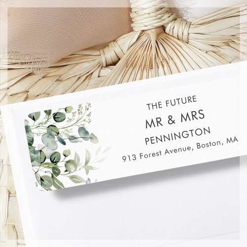 Greenery  White Wedding Return Address Label