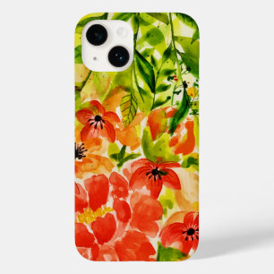 Greenery Wild Blooming Coral Flowers Watercolor Case-Mate iPhone 14 Case