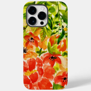 Greenery Wild Blooming Coral Flowers Watercolor Case-Mate iPhone 14 Pro Max Case