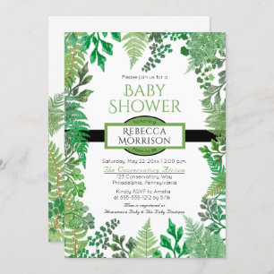 Greenery   Wild Ferns Baby Shower Invitations