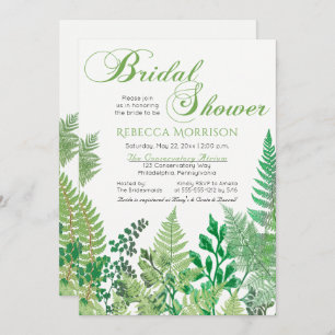 Greenery Wild Ferns Bridal Shower Invitations