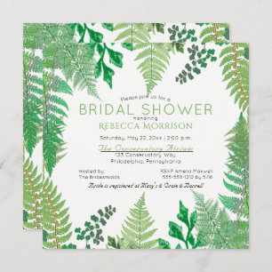 Greenery Wild Ferns Bridal Shower Invitations