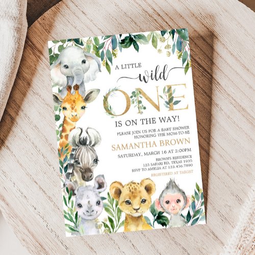 Greenery Wild One Safari Baby Shower Invitation