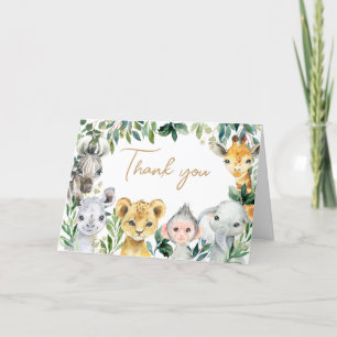 Greenery Wild One Safari Baby Shower Letterpress Thank You Card