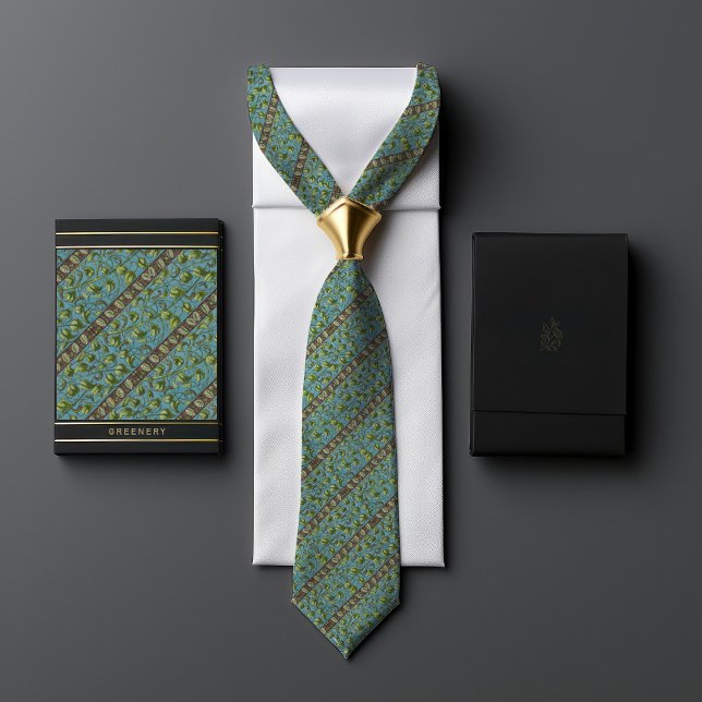 Greenery William Morris Inspired Floral Men's Neck Tie (Creator Uploaded)