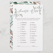 Greenery Winter Baby Shower Around the World Game (Front/Back)