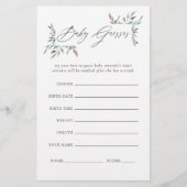 Greenery Winter Baby Shower Guessing Game (Front)