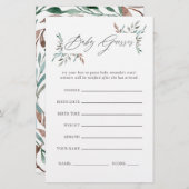 Greenery Winter Baby Shower Guessing Game (Front/Back)