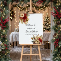 Greenery Winter berries welcome Bridal shower sign