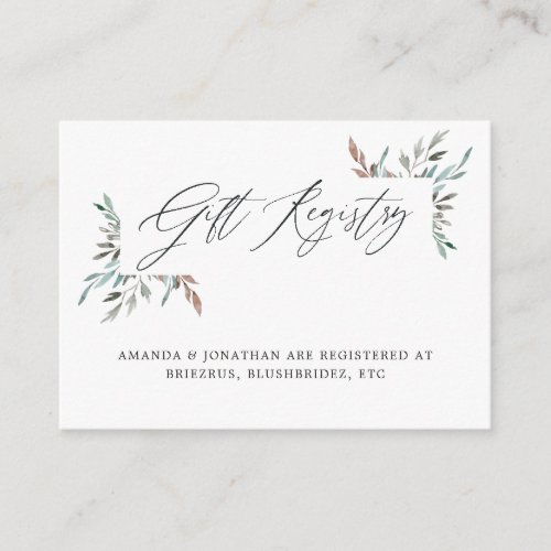 Greenery Winter Bridal Shower Gift Registry Enclosure Card