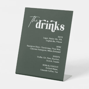 Greenery Winter Drink Wedding Bar Menu Pedestal Sign