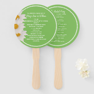 Greenery with Daisies Wedding Program Fan