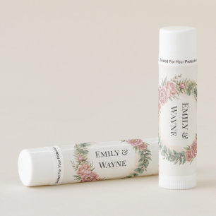Greenery With Pink Flowers Romantic Wedding Favor Lip Balm