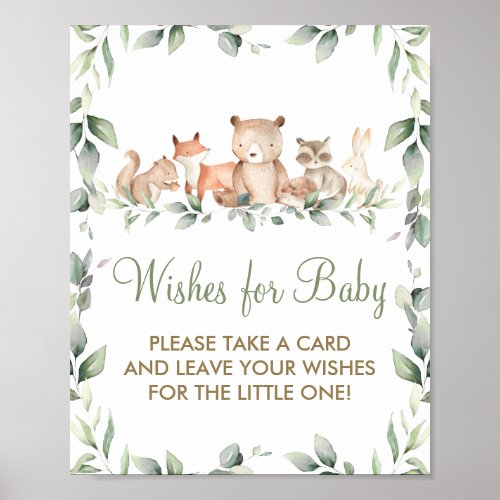 Greenery Woodland Animal Wishes for Baby Sign Game