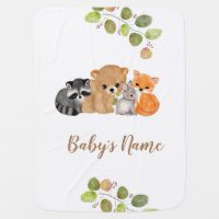 Greenery Woodland Animals Baby Blankets