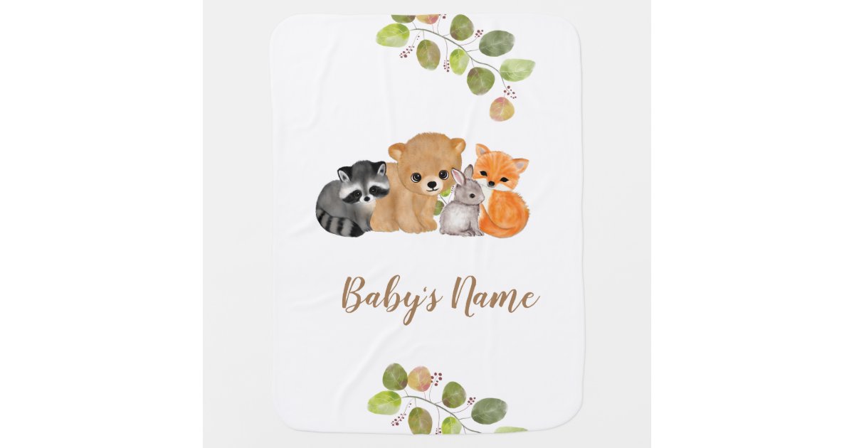 Greenery Woodland Animals Baby Blankets Zazzle Com